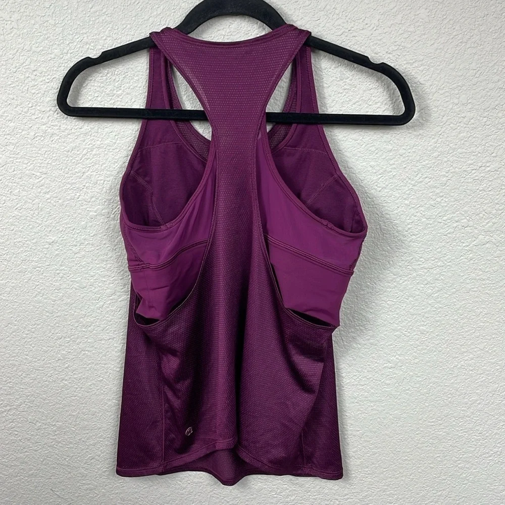 Lululemon Pushing Limits Tank Top Marvel Purple Built In Sports Bra Sz 8